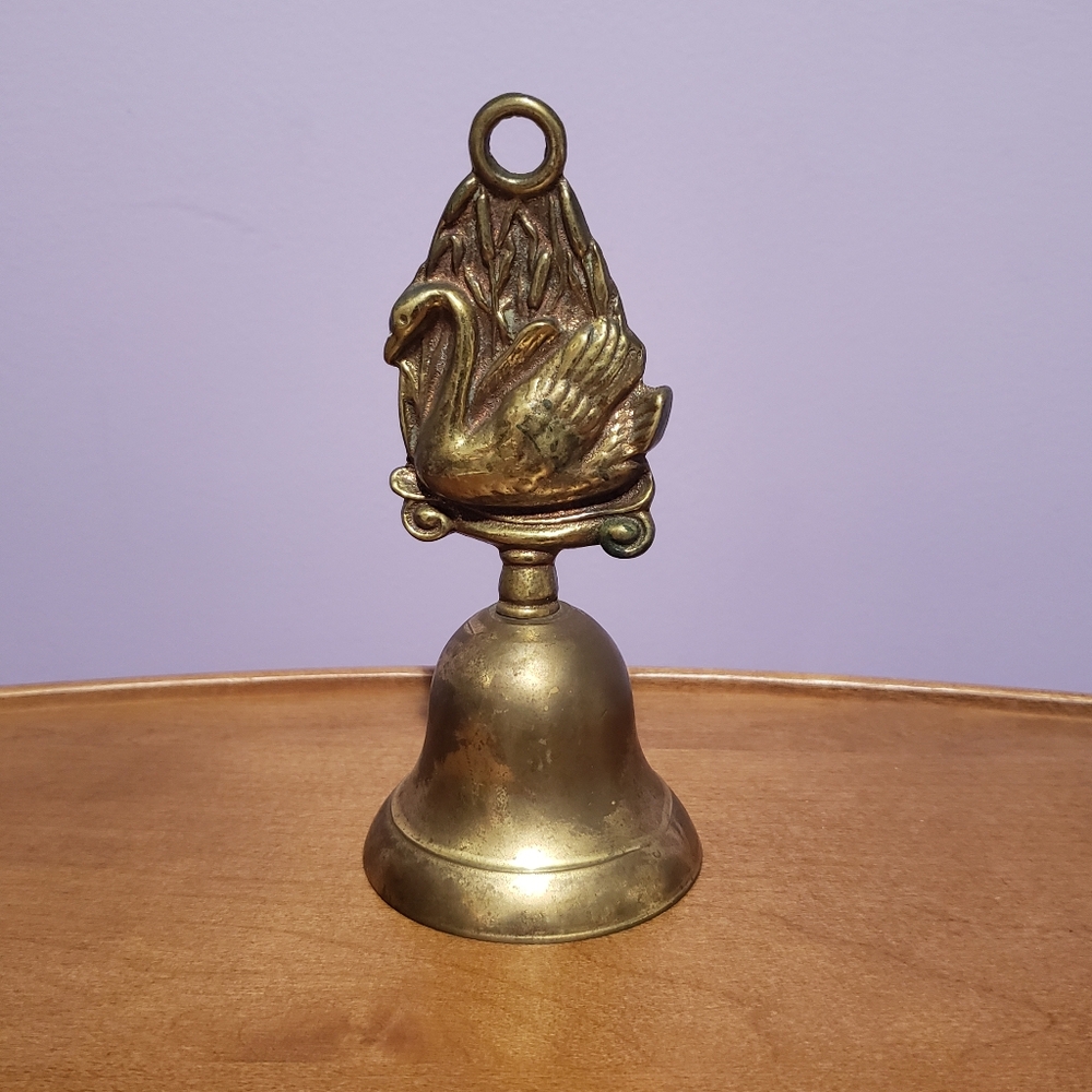 Vintage Brass Swan Bell Dinner Bell Mid Century Modern Brass Decor